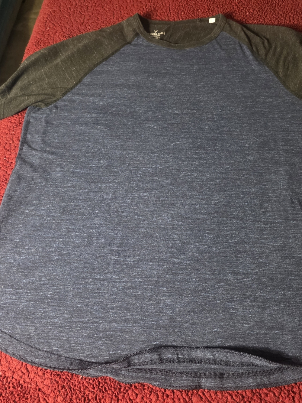 American Eagle Active Flex Men's L Blue/Gray Raglan Crew Stretch Heathered Poly